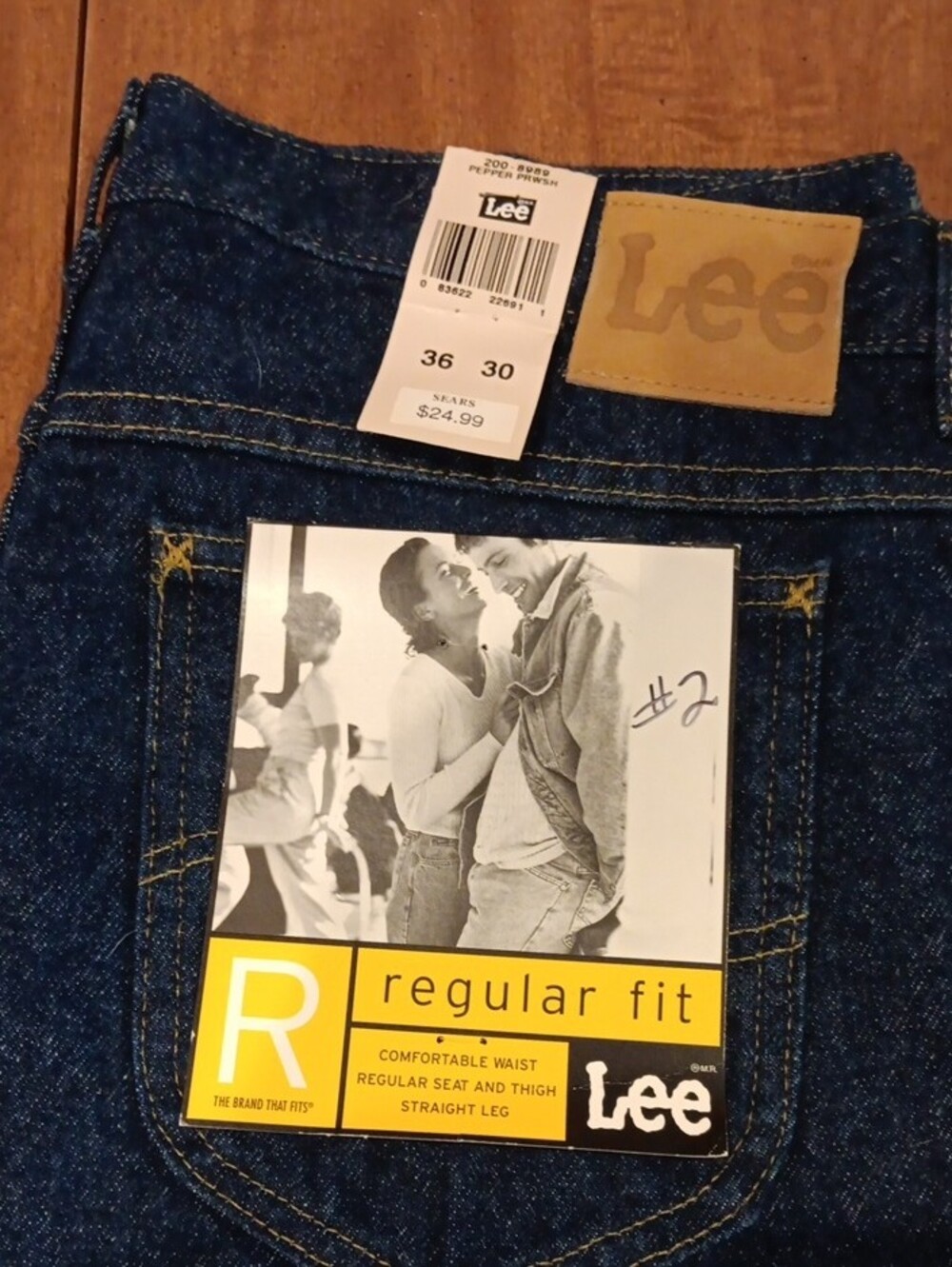 Lee Men's Regular Fit Dark Blue Denim Jeans - Picture 3 of 5